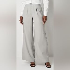 NWT, Worthington, Gray, mid-rise, wide leg, cargo, dress pants- ladies size 4